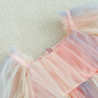 Vestido De Verano Para Bebé Con Pétalos Y Lazo En Malla Colorida Traje De Baño Para Niñas Con Mangas Cortas Estilo Cute - details 6