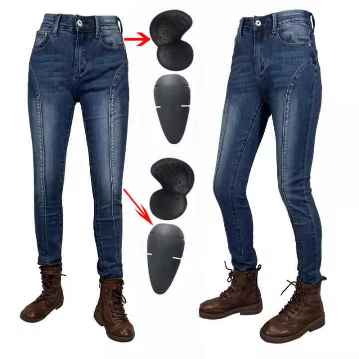 Pantalones De Motocicleta Para Mujer Jeans Protectivo Azul Equipamiento De Seguridad Pantalones De Motocross Trousers Moto Gear - 1