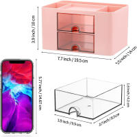 Organizador De Escritorio Con 2 Cajones Estuche De Almacenamiento Para Suministros De Escritorio Y Oficina Plástico Para Carteles Y Lápices - details 0