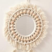 Espejo de pared de macrame, espejo de pared redondo con flecos, tapiz tejido Boho decoración Vintage arte de la pared, espejo antiguo para decoración de paredes - details 2