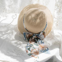 Sombrero De Sol Para Mujer Grande Con Hojas Y Lazo Protección Solar Y Sombra De Vacaciones De Verano Para La Playa - details 2