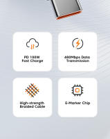 Cable De Carga Rápida Toocki 100W Tipo C a Tipo C USB C PD 5A Para Xiaomi POCO F4 F3 Samsung Redmi Macbook 3M Tejido No Certificado - details 1