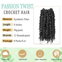 Extensiones De Cabello De Sintetico Pre-Enredado De 8 Pulgadas Para Mujeres Negras Crochet Redonda OMBRE Sin Químicos - details 3