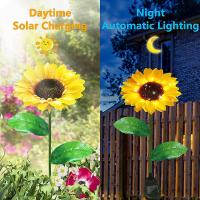 1pc Luz De Girasol Solar Con 3 Cabezas Palillo De Jardín Decorativo Impermeable LED Para Patio Jardín Yard - details 5