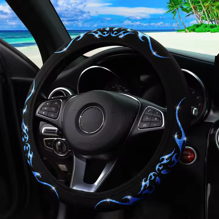 Cubierta De Volante Dinámica De Tótem De Llama Brillante Para Coche Sin Anillo Interior Ajuste Para 14.5-15 Pulgadas Accesorios Automotrices - 1