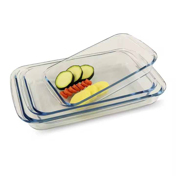 XSQUO Useful Tech Gourmet Tools, Set 3 Bandejas de aptas para horno hasta 420ºc. apta para microondas. apta lavavajillas Tipo Pirex, Tamaños 1.6, 2.2 y 3 litros, Certificados CE , LFGB - 1