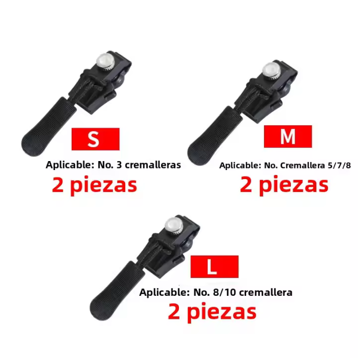 Kit De Reparación De Cremalleras Universales 3/6/12 Piezas Cabeza De Cremallera Desmontable Rápida Y Instantánea Para 3 Tamaños Diferentes - 1