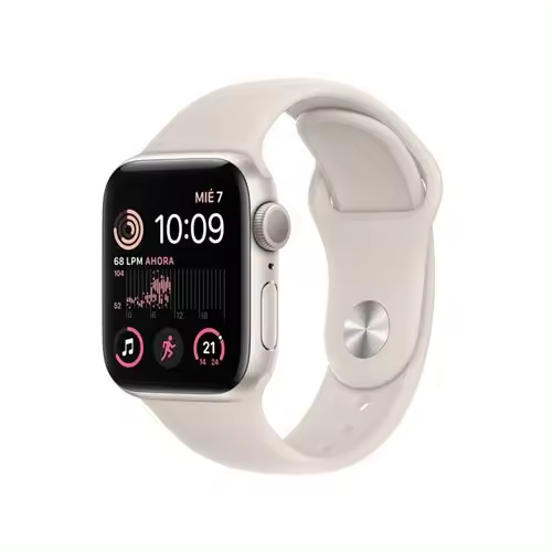 Apple Watch (Serie SE) 2022 GPS 40 mm Aluminio plateado - Correa de hombro deportiva blanca - 1
