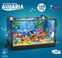 HUIQIBAO MOC Bloques De Construcción De Acuario Con Luz Juguete Creativo Para Niños Forma De Jirafa Mariposa Y Oso ABS Compatible Con Lego - details 2