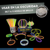 Pulseras Luminosas Fluorescentes  PARTY PACK  100 Barras de Neon + 24 Conectores Especiales *Gafas-Diademas-Collares-Aretes-Pulseras de Mariposa* + 100 Conectores Simples  Fiestas de Cumpleaños  Eventos  Bodas  Marca EL FUTBOLIN - details 1