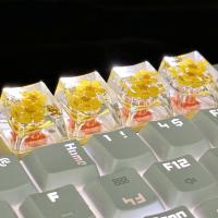 4pcs/set Teclas De Resina Transparencia DIY Flores Personalidad Accesorios Para Teclado Y Ratónkk-Cokio - details 5