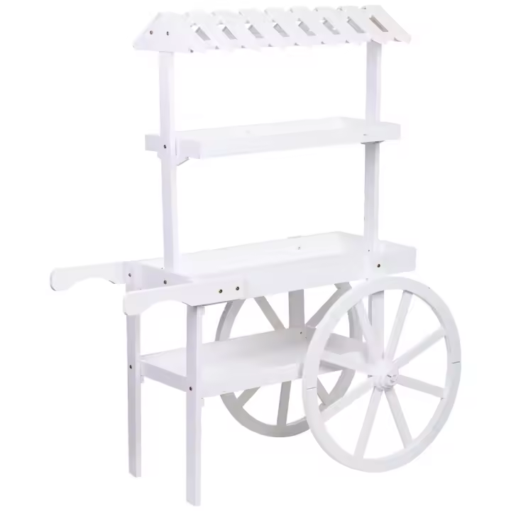 Carro expositor-estantería de madera con 3 bandejas 107x46x143h cm - 1