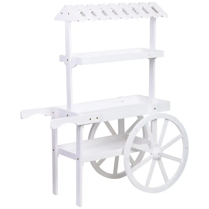Carro expositor-estantería de madera con 3 bandejas 107x46x143h cm - 1