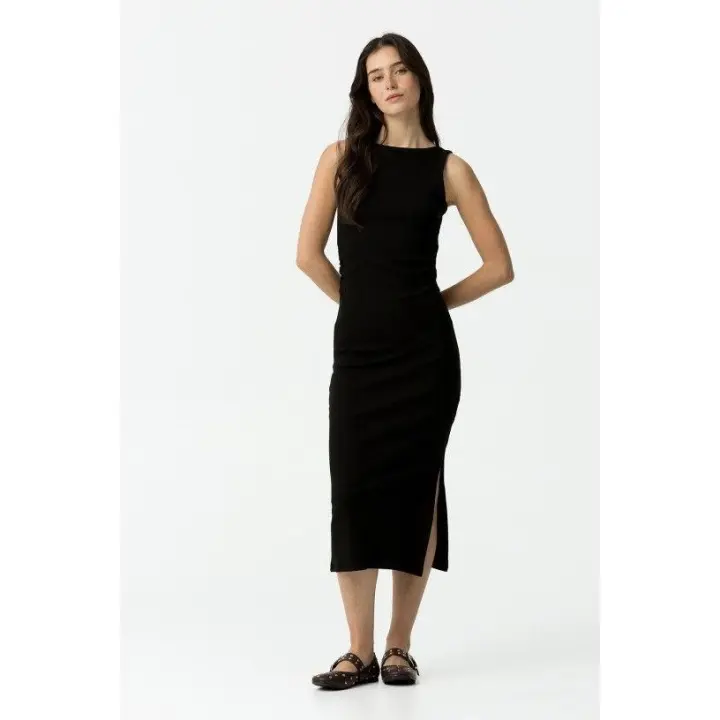 Marcas Mujer Ropa Tiffosi Tiffosi mujer Vestidos y monos ÚLTIMAS TALLAS CON DESCUENTOS Talla L con descuento REBAJAS Y OUTLET REBAJAS Y OUTLET MUJER OUTLET Vestidos y monos  Vestido midi -Tiffosi- Pireli negro - 1