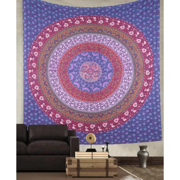 Printex  - Tapiz con Estilo de Mandala Indio - 220 x 240 cm- Pareo Manta Picnic, Yoga, Antiarena, Multiusos, Decoracion Pared, Toalla de Playa - 1
