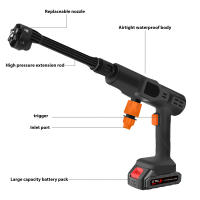 30bar Hidrolimpiadora Inalámbrica Portátil para Coche y Jardín, con Pistola 6en1, Espumador, 5m Manguera, 2xBaterías 1300mAh, para batería Makita de 18V - details 8