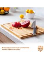 MAXHOME-MasterChef Tabla de cortar de madera, tabla de cocina de bambú, para carne, jamón, pan, queso, con ranura y borde para jugo, natural - details 6