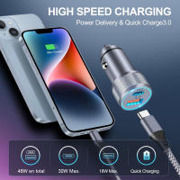 TEMCO 48W Cargador Coche USB Metal Cargador de Coche, PD 30W & QC 18W Cargador Coche Rapido, Cargador Coche Carga Rapida Tipo C con iPhone 14/13/12/11, iPad, Samsung, Huawei Xiaomi y más - details 1