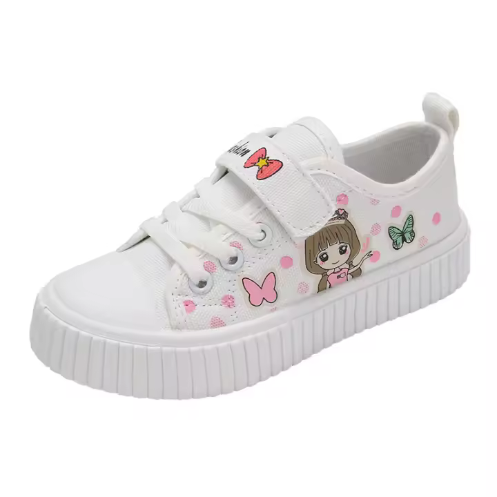Zapatos De Lona Para Niños Y Niñas Cuatro Estaciones Blancos Suaves Antideslizantes Casuales Tallas 3-15 Años Cierre Con Hebilla - 1