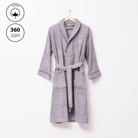 Scalpers Home Albornoz de Algodón 100% - 360GSM Gris con Ribetes Azules - Elegante y Sofisticado - details 2
