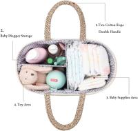 Organizador de pañales para Bebe, cesta de almacenamiento portátil de Algodón con Cuerda, cesta de baño con compartimientos intercambiables, Gift para recién nacidos - details 3