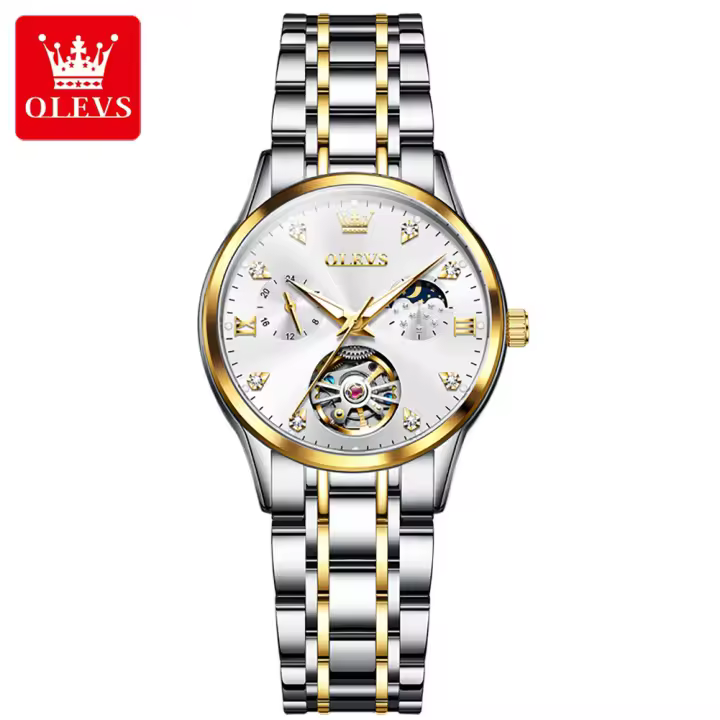 Reloj De Mujer OLEVS6608 Estilo Turbillón Lujo Automático Resistente Al Agua Luminoso De Acero Inoxidable Reloj De Mano Auto-Bobinado - 1