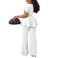 Conjunto De Pantalones Y Blusa Elegante Para Mujer Traje De Oficina Con Cinturón Alto Ajustado Ropa Trasera Larga Estilo Recto - details 37