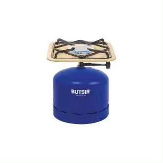 BUTSIR Fogón Pop Classic rosca universal para botella Azul Fogón-cocina a gas con base esmaltada de gran calidad. Robusto quemador de gran potencia. Parrilla desmontable. - 1