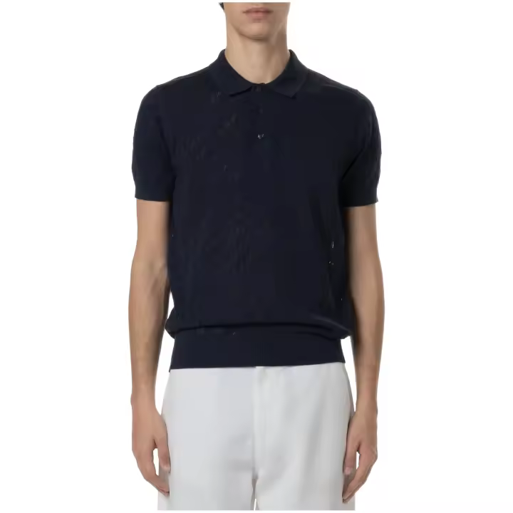 Polo KARL LAGERFELD de Punto Calado con KL Monogram Color Marino - 1