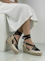 Calzados soraia, Sandalias Alpargatas de Cuña para Mujer con Tiras Cruzadas y Cordones para Atar al Tobillo, Calzado de Verano Bohemio - details 2
