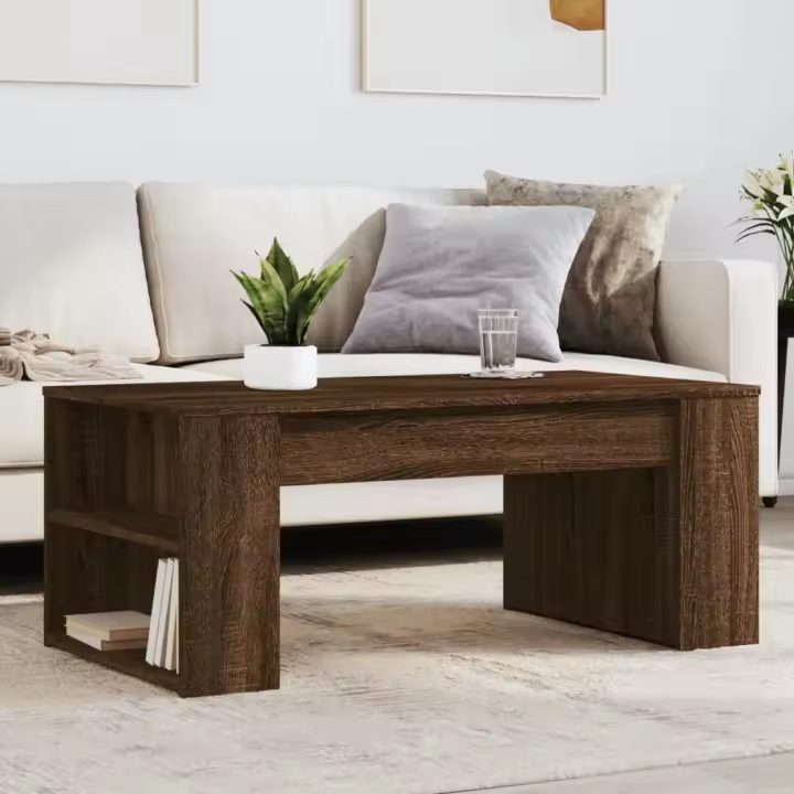 vidaXL Mesa de centro madera de ingeniería marrón roble 102x55x42 cm - 1