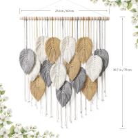 Macramé para Colgar EN LA parece, Hojas, decoración de comparación Bohemia, decoración de Arte de parece Tejida hecha a mano Bohemia - details 1