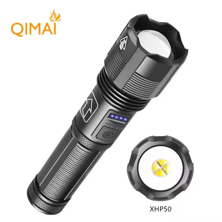 Linterna LED de alta potencia XHP50 con carga USB, reflector P70, linterna de emergencia para exteriores con zoom de largo alcance - 1