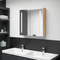 vidaXL Armario de baño con espejo y LED color 62x14x60 cm en color Roble/Gris/Negro brillo y más | almacenamiento funcional diseño moderno para baño dormitorio sala - details 7