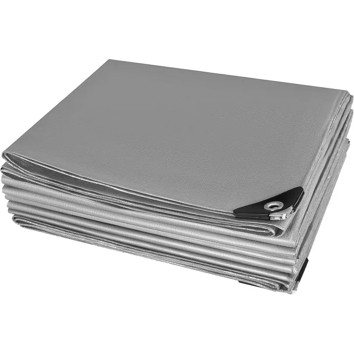 Pctive PE tarpaulin Swimming pool tarpaulin 3x5m 280g/m², Waterproof cover waterproof and tear-proof tarpaulin, Grey/Green - 1