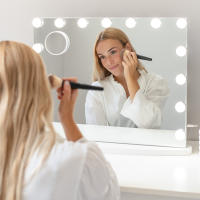 Flamingueo Espejo Maquillaje con Luz Espejo Tocador 15 Bombillas Tocador de Maquillaje con Luz 3 Modos Base Ovalada Espejo con Luz Puerto USB - details 6