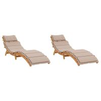 vidaXL Tumbonas con cojines 2 uds madera maciza acacia Gris oscuro, Crema, Beige Sillas de Exterior Ideal para jardín, playa, piscina, terraza Tumbona Piscina Tumbonas Playa Tumbonas Jardín Exterior - details 1