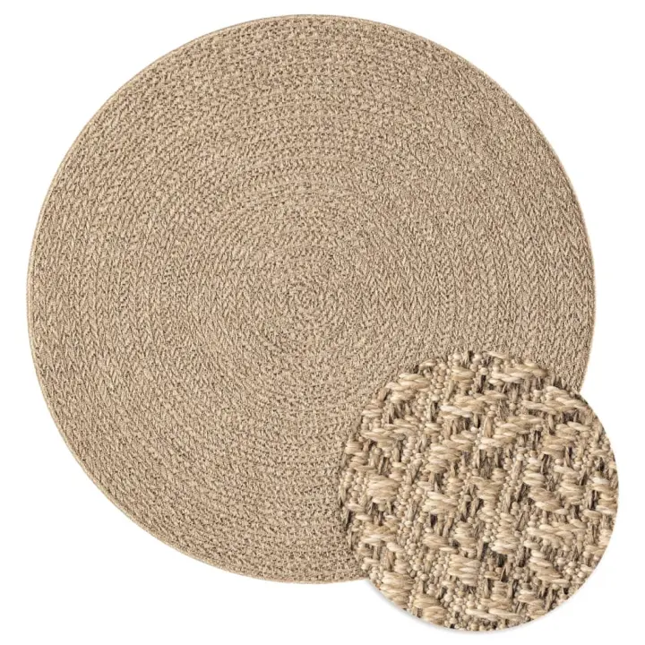 vidaXL Alfombra ZIZUR apariencia de yute interior y exterior 90 cm Alfombras de área  Alfombra de Piso para Sala de Estar Dormitorio Habitación Salón - 1