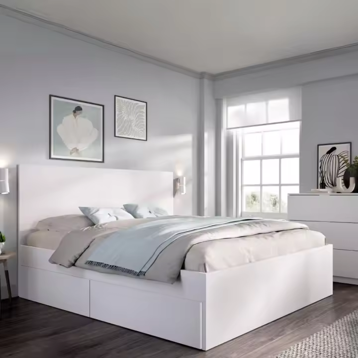 Conjunto de dormitorio Pack Lago cama + cómoda blanco - 1