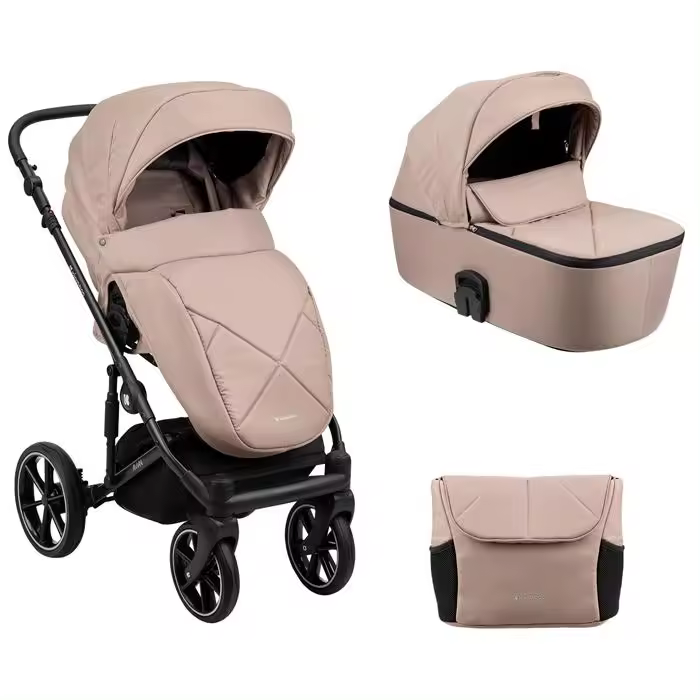 Carrinho de bebé com alcofa 2 em 1 Kikka Boo Amani Beige - 1