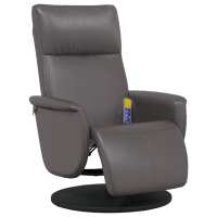 vidaXL Sillón reclinable masaje con reposapiés cuero sintético Marrón, Gris, Negro Sillon Dormitorio Sillon Comodos Silla Relax Sillón Sofá - details 1