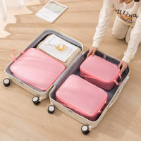 Set De 3 Bolsas De Viaje Compressibles Multifuncionales Organizador De Maleta Impermeable De Nylon Plegable Portátil Rosa - details 9