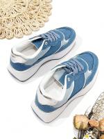 Zapatillas de mujer primavera verano moda sencilla deportivas en color azul y blanco zapatillas deportivas frescas de verano con letras - details 3