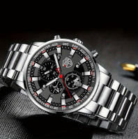 Reloj De Pulsera De Cuarzo Para Hombre DEYROS 3PCS Calendario Moda Acero Inoxidable Lujo Pulsera De Moda Reloj De Muñeca Con Cadena - details 2