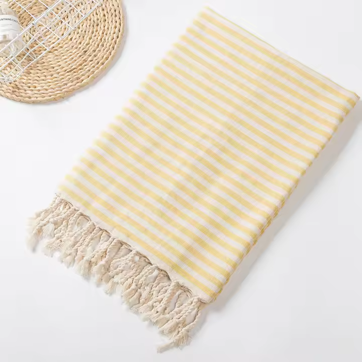 Toalla De Baño Grande De Playa Estilo Turco YEUZLICOTTON 100% Algodón 100x180CM Con Borlas Y Rayas Para Spa Sauna Y Viajes - 1