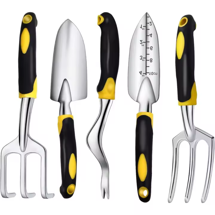 5pcs Duty Gardening Tool Set, Gardening Set Gardening Kit Ideal Gardening Hand Tools, Gardening Gifts for Women Men, Aluminium Heads Ergonomic Handles - 1
