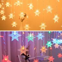 Luces De Navidad En Forma De Copo De Nieve 8 Modos Guirnalda De Ventana LED Icicle Fairy 2024 EU-Plug Decoración Para Año Nuevo 2025 - details 1