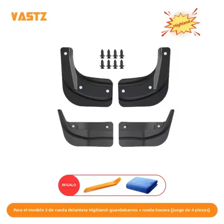 VASTZ Guardabarros De Tierra Para Tesla Model Y Model 3 Highland Sin Necesidad De Perforación TPE Para 2024 2023 2022 2021 - 1