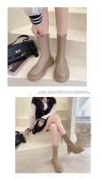 Botas Largas Para Mujer Con Forro Polar Zapatos De Caballero De Otoño E Invierno Européicos Y Americanos Talla 42 - details 8