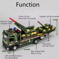 Modelo De Camión De Transporte De Tanques Militares a Escala 1/32 Con Sonido Luz Y Puertas Abiertas Juguetes De Vehículos Para Niños - details 2
